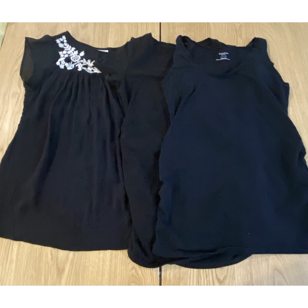 Motherhood Maternity Tops Bundle Lot Set Of 3 Black Shirts Small See Photos